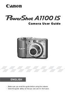 Canon PowerShot A1100 IS manual. Camera Instructions.